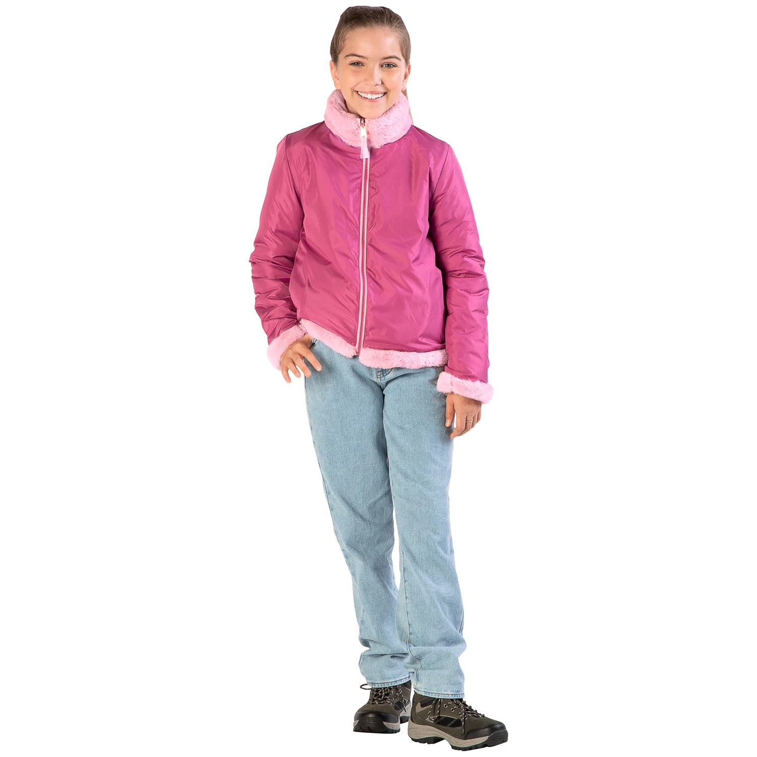 Pacific Trail Girls' Reversible Faux Fur Jacket 5 Pacific Trail Girls' Reversible Faux Fur Jacket - Image 5