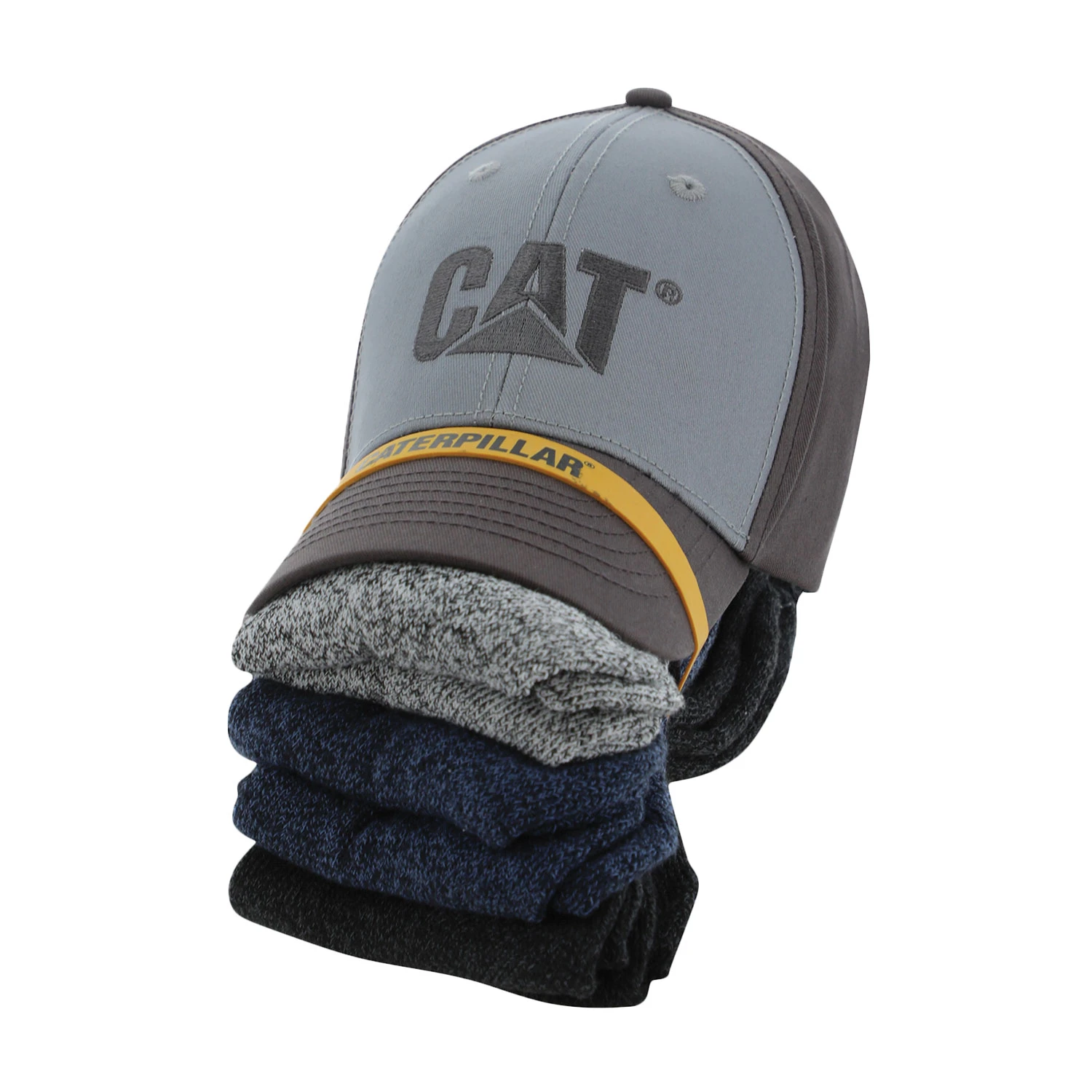 Caterpillar Workwear Men's Two-Tone Logo Cap + Sock Bundle - 6-Pairs 1 Caterpillar Workwear Men's Two-Tone Logo Cap + Sock Bundle - 6-Pairs