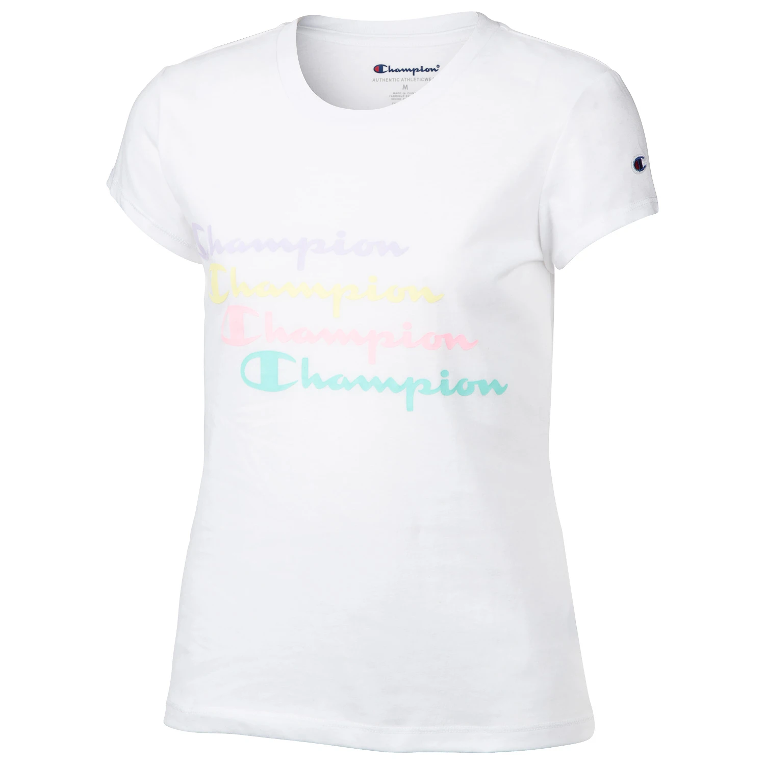 Champion Girls' Stair Stack Script Short-Sleeve Tee 1 Champion Girls' Stair Stack Script Short-Sleeve Tee