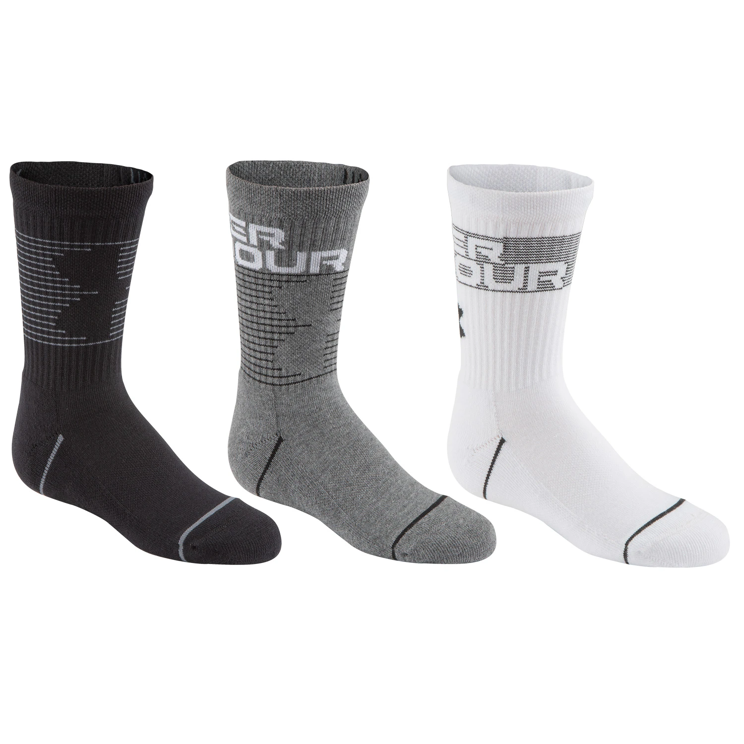 Under Armour Youth Phenom Crew Socks 3-Pack 1 Under Armour Youth Phenom Crew Socks 3-Pack