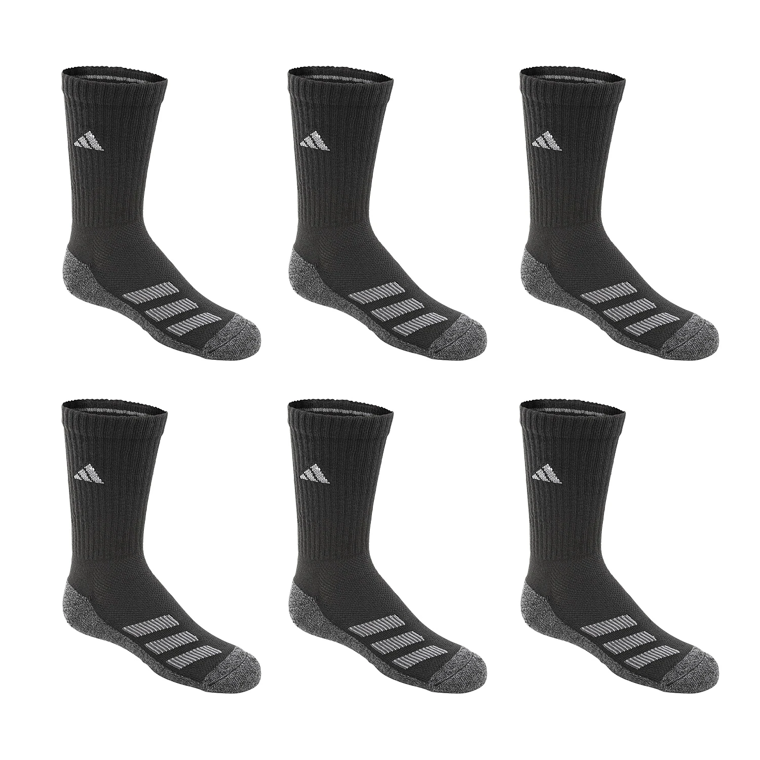 Adidas Boys' Cushioned Angle Stripe Crew Socks - 6-Pack 1 Adidas Boys' Cushioned Angle Stripe Crew Socks - 6-Pack