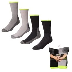 Jobsite Men's Working Tough Cushioned Crew Boot Socks - 4-Pack